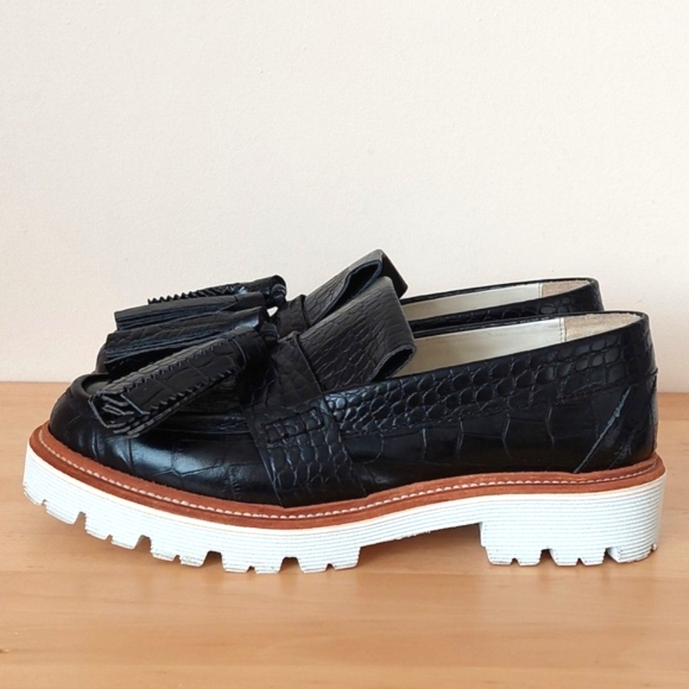 MSGM Black Leather Loafers